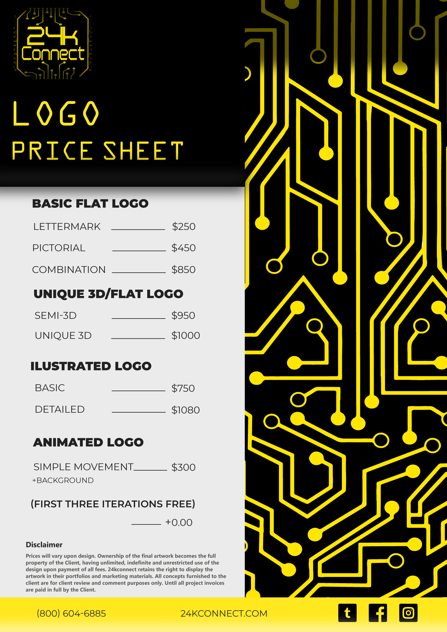 24kConnect Logo Price Sheet