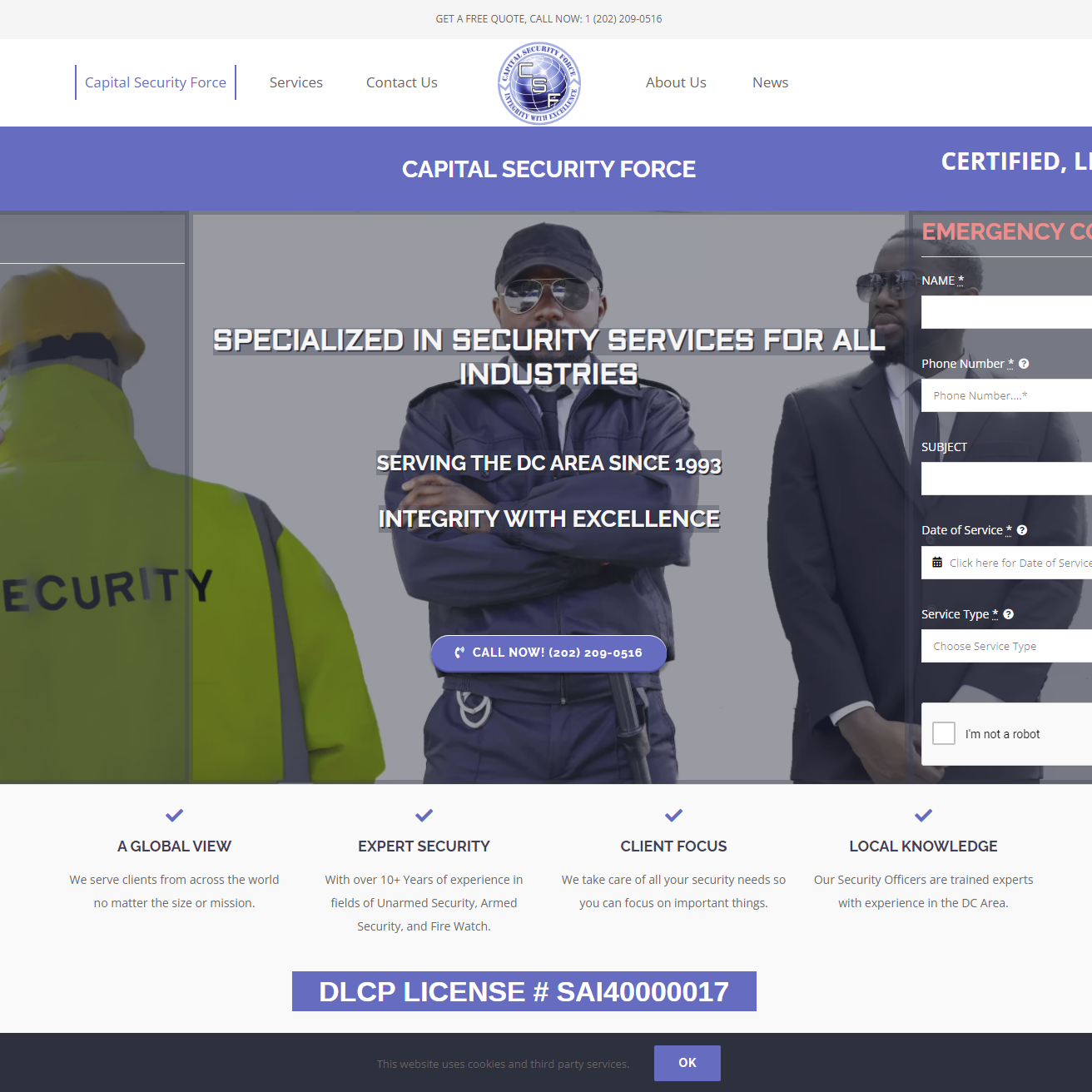Capital Security Force Website by 24kConnect LLC